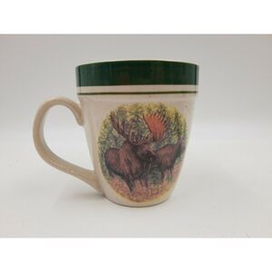𝅺CABELA’S Folk craft Stone Ware Woodland Moose Hunting Coffee Tea Mug {ONE MUG}
